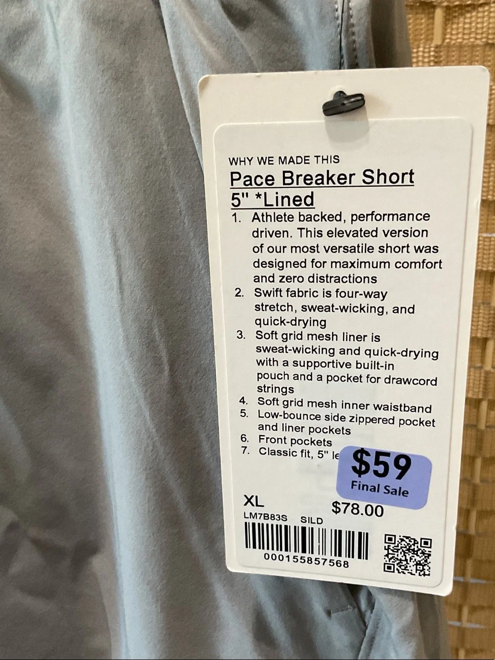 lululemon athletica Pace Breaker Short 5” Lined SILD